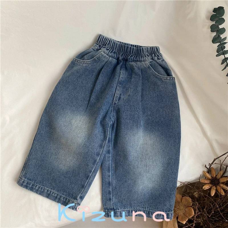 送料無料 子供服 デニムパンツ ベビーパンツ レトロ ゆったり ボトムス ロング丈 体型カバー ウエストゴム 男の子 女の子 韓国ファション 可愛い ベビー ズボン カジュアル 男女兼用 ジーンズ ジーパン おしゃれ 普段着 お出かけ 80 90 100 110 120 130cm