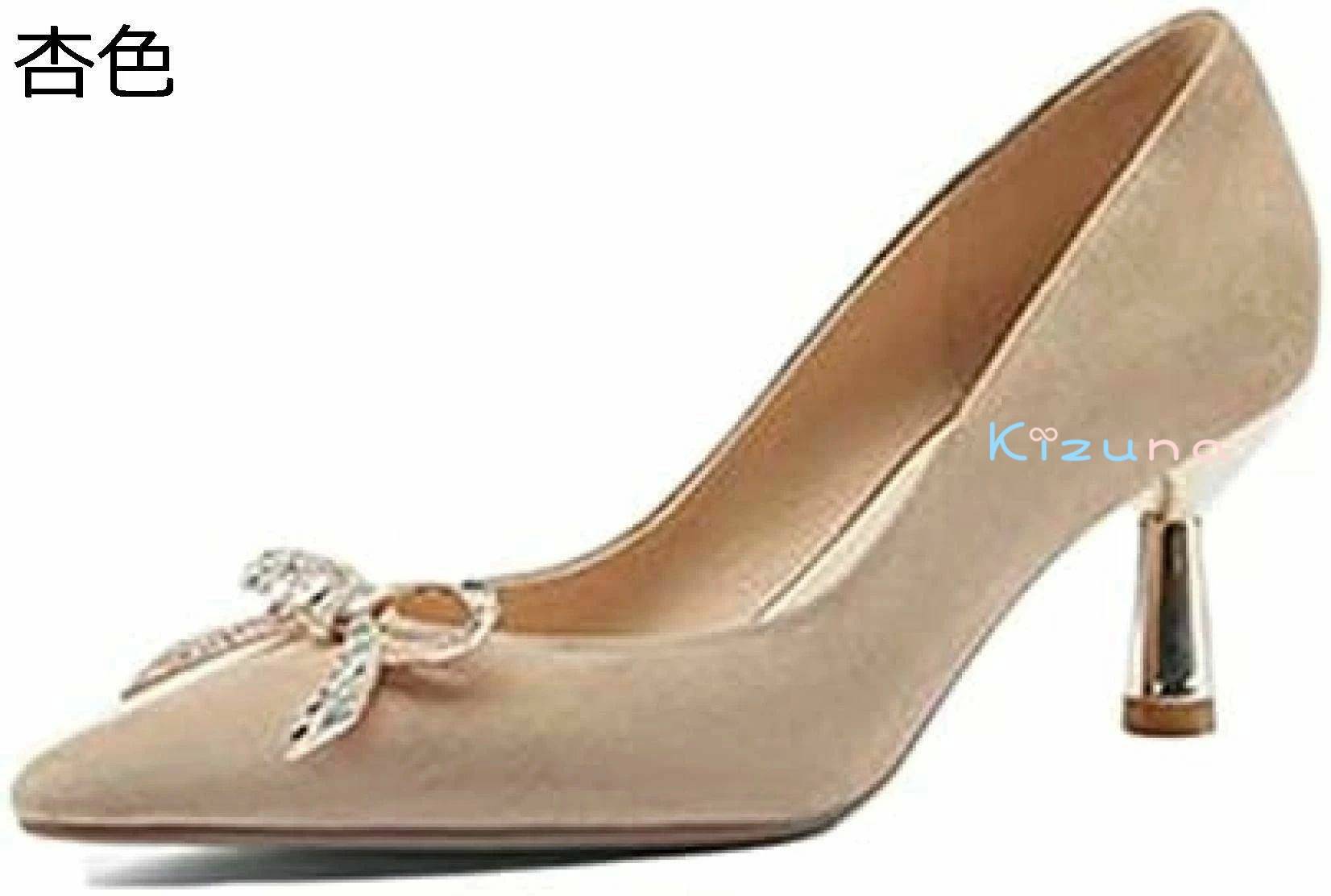 パンプス 痛くない ハイヒール ピンヒール スエード リボン付 通勤 パンプス ポインテッドトゥ ヒール6.5cm パンプス 美脚 おしゃれ かわいい 結婚式 大きいサイズ セクシー オフィス フォーマル 結婚式 パンプス｜絆shop