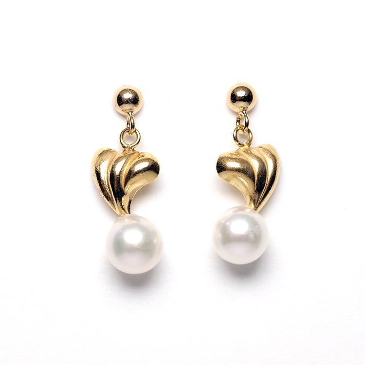 楽天市場】K18 アコヤ本真珠 ベビーパール ピアス 貝モチーフ YG/WG全2