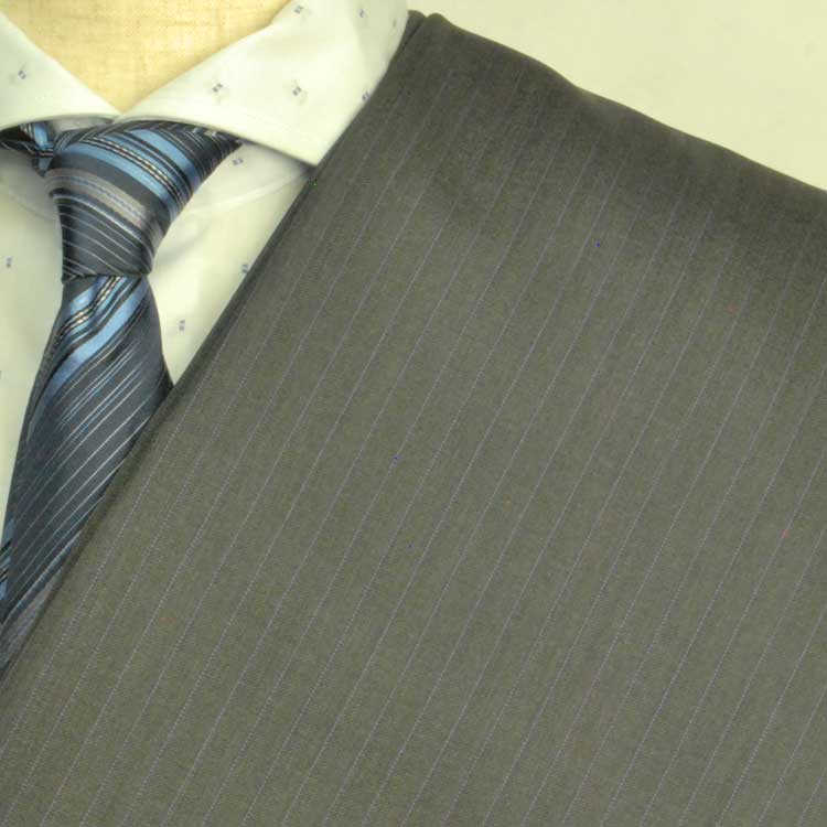 【A】取りのこし1着区分線：お口当たりの原料品：POW20582 ビッグ大いさ(bigsize)の方に至適 ともし火薄墨色色の縞模様柄合冬物（スリー陽気）パターンオーダースーツのS上下出来上がり必要経費 スーツ-オーダーメイド-メンズファッション