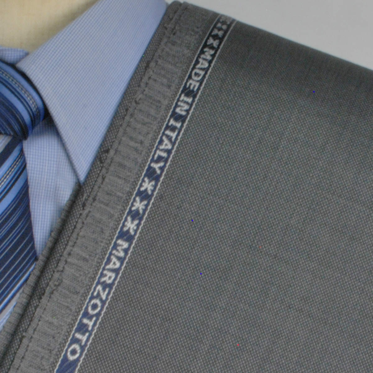 【A】：お口当たりの原料品Marzotto イタリア製出どころ：POALR3052-420-130ビッグ大きさ(bigsize)の方に至適 ミディアムブレー色のいの一番点点変わり柄合物（スリー時節）パターンオーダースーツのS上下出来上がり通貨価値