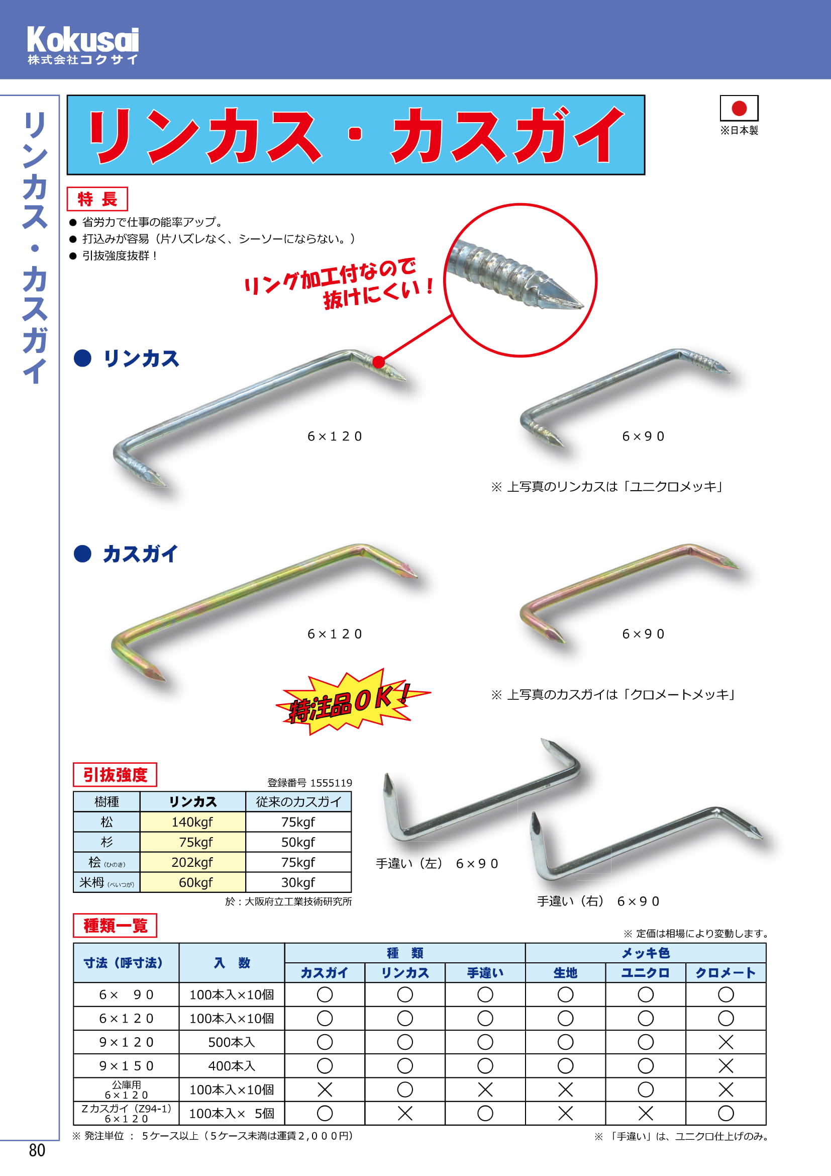 【楽天市場】当日出荷木材接合金具 「かすがい」 100本入 太さ6mm×長さ90mm, ユニクロ(銀)メッキひげかす 糸かす 構造金物 土台 ...