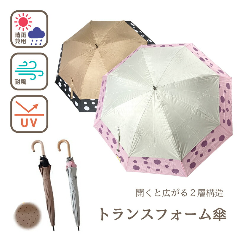 トランスフォーム傘 sugita 日傘 完全遮光 晴雨兼用 紫外線対策 日焼け対策 大きいサイズ 本体裏黒コーティング レディース 女の子 UVカット 母の日ギフト2026 おしゃれ 雑貨 lal filo