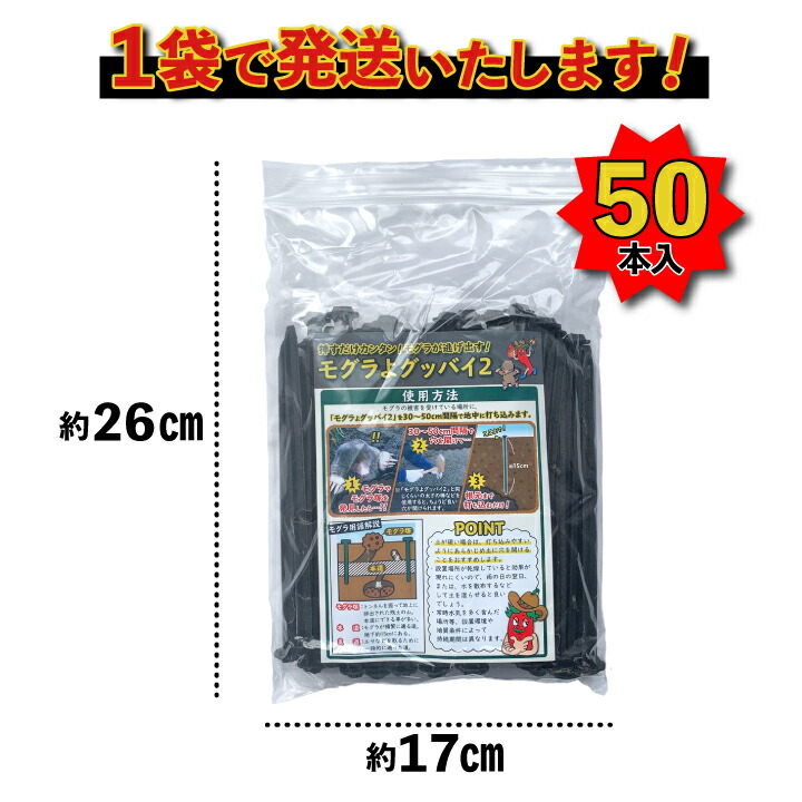 楽天市場 モグラ撃退 モグラよグッバイ2 50本入 モグラ 退治 もぐら 駆除 モグラよけ モグラ 対策 モグラ駆除唐辛子入りでモグラ 撃退 カプサイシン入り忌避剤きひざい モグラ 退治 唐辛子 モグラ駆除 もぐら 退治 国分グリーンファーム