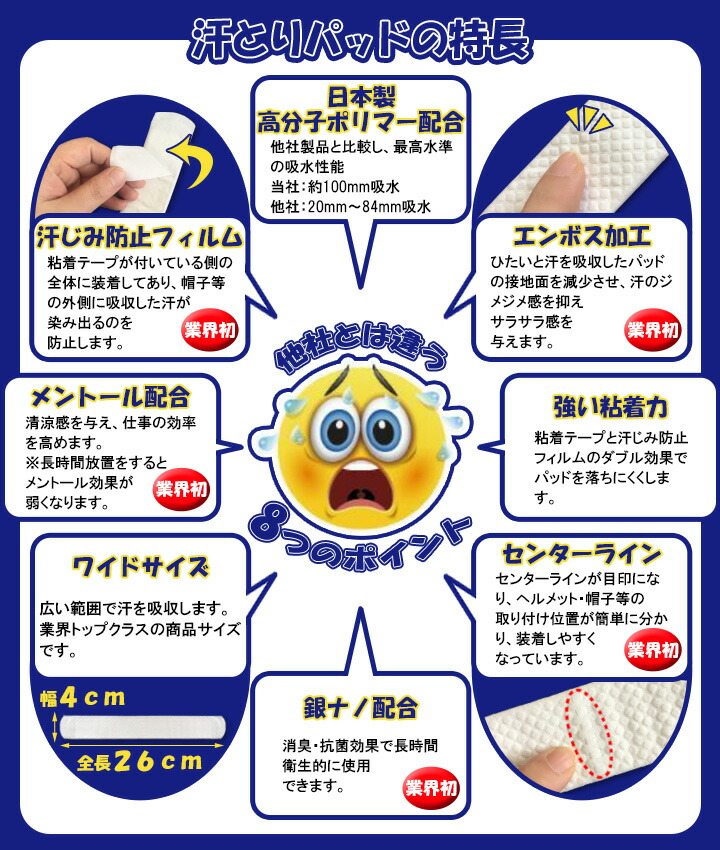 ひたいの汗取りパット(50枚入)特長