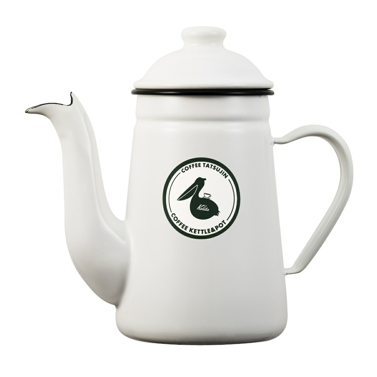 カリタ Kalita 52301 コーヒー達人 ペリカン1L ホワイト 【ガス火 直火 ホーロー ドリップポット ハンドドリップ ケトル やかん 日本製】