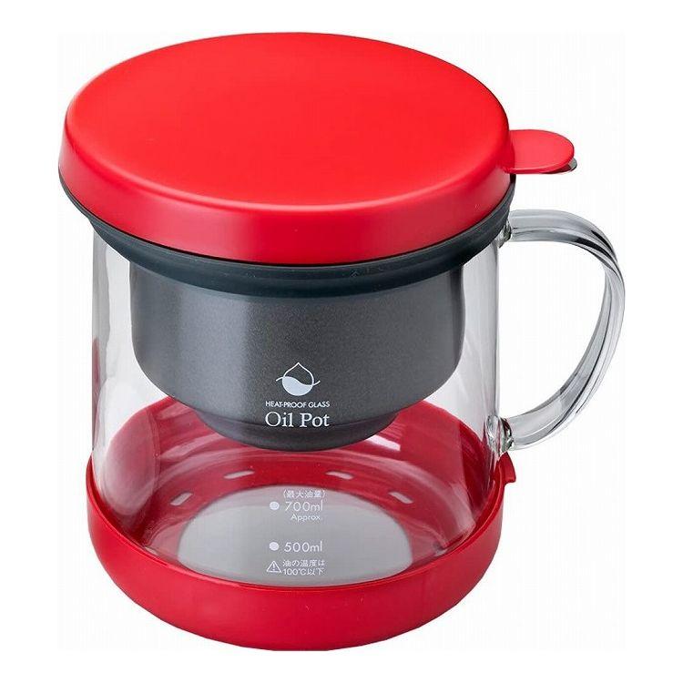 楽天市場】オイルポット 耐熱ガラス製 活性炭油ろ過ポット W レッド