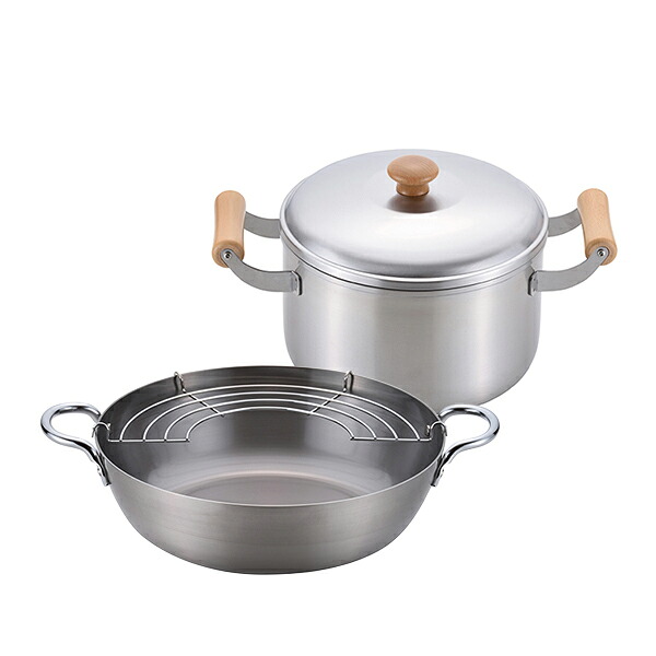 送料無料 和平フレイズ CS-052 千歳 鉄段付天ぷら鍋24cm&木柄深両手22cm|キッチンダイレクト 店