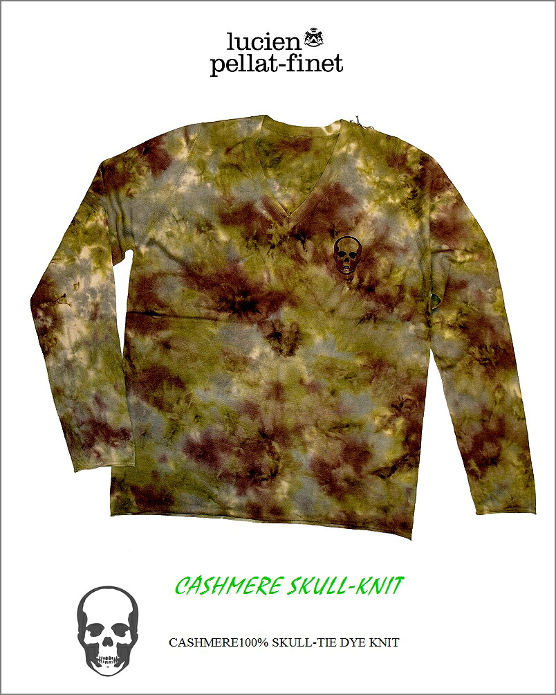 ルシアンペラフィネ　カシミヤ100％　ニット　タイダイ　lucien pellat-finet Skull　CashmereKnit TieDye　green｜Knock，Knock，Puchic！