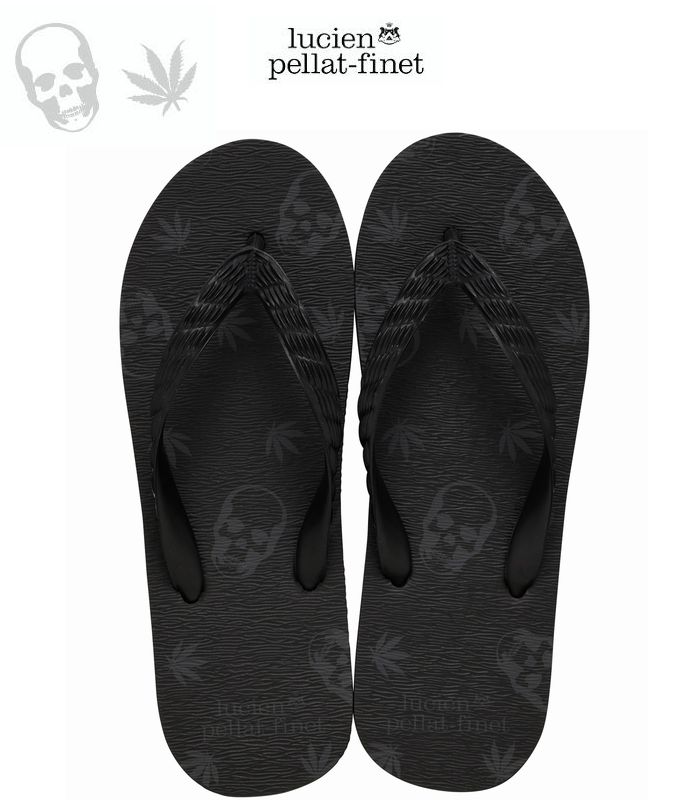 ルシアンペラフィネ スカル 岩礁 砂浜 サンダル トートバッグ付LucienPallat-Finet Skull Leaf Sandal 砂浜サンダル black/ブラック＆グレー