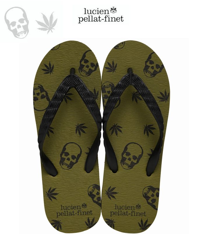 ルシアンペラフィネ スカル 岩礁 砂浜 サンダル トートバッグ付LucienPallat-Finet Skull Leaf Sandal 砂浜サンダル Olive/オリーブ・ブラック