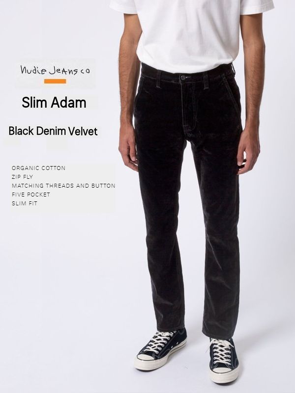 New限定品 ヌーディージーンズ スリムアダム ベルベット ブラックデニムnudiejeans Slimadam Velvet スウェーデン Knock Knock Puchic 全ての Www Ceao Com Ar