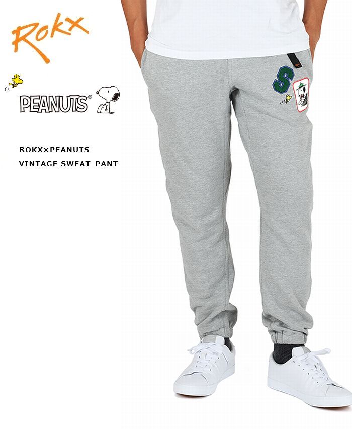 楽天市場 秋冬 Rokx ロックス ピーナッツ スヌーピー スウェットパンツ 限定コラボモデルrokx Peanuts Vintage Sweat Pants Knock Knock Puchic