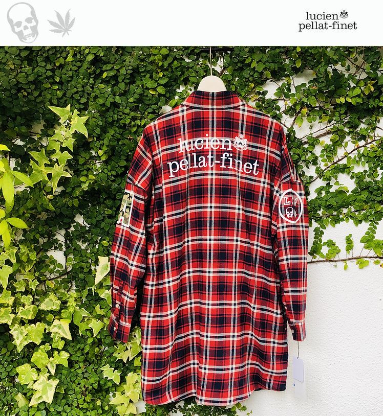 ルシアンペラフィネ LA　ロサンゼルス　チェック柄　フーディ　オーバーブラウス　ロングシャツ レディス　女性用lucien pellat-finet　SHIRTS｜Knock，Knock，Puchic！