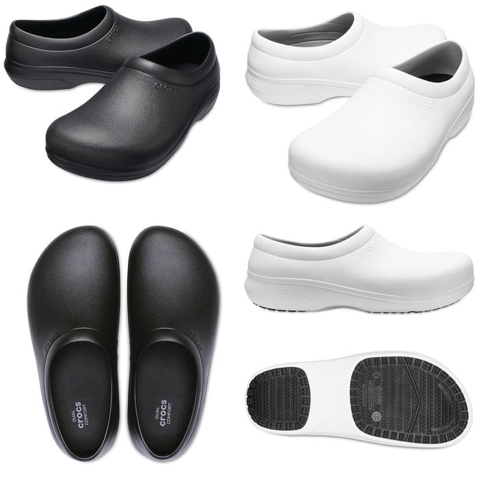 crocs on the clock work slip on white