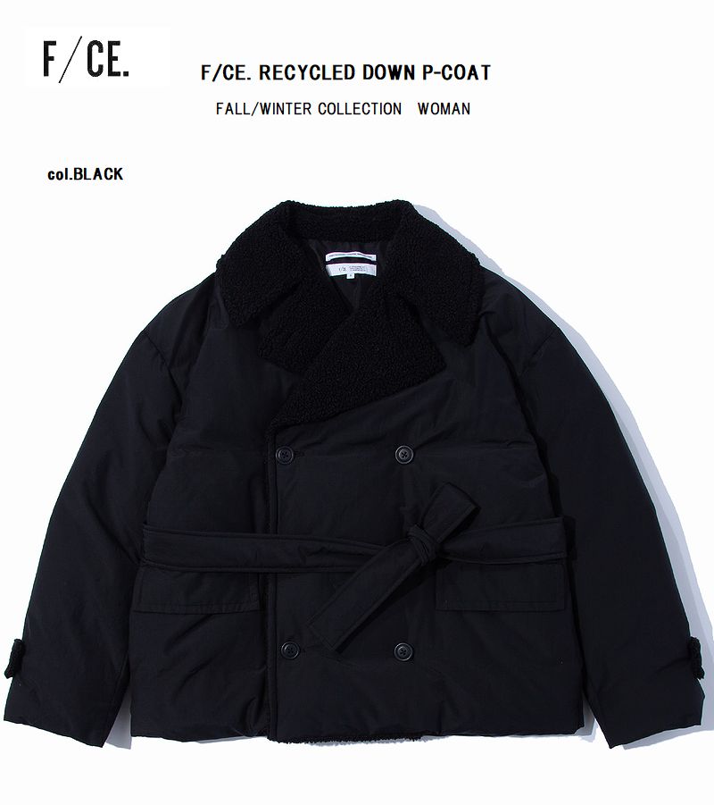 2024-2025秋冬新作 F/CE エフシーイー リサイクル ダウン P コート RECYCLED DOWN P-COAT 女性用 レディス ダウンジャケット ベルト付きのボア襟 リサイクル羽毛を使用したエコなダウンジャケット|Knock,Knock,Puchic!