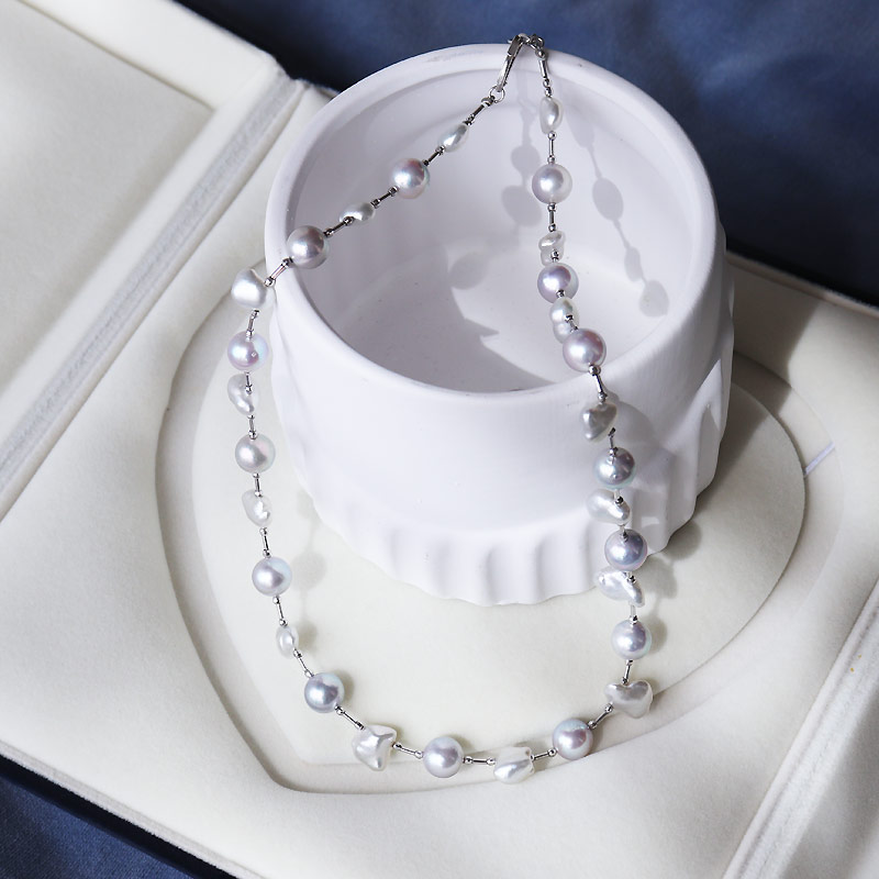 楽天市場】あこや真珠ケシ 砂ケシ 50連 ネックレス ホワイト K18YG