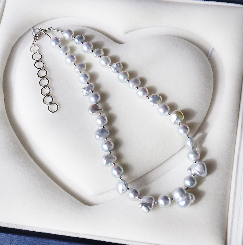 楽天市場】白蝶真珠 あこや真珠ケシ K18WG K14WG 42cm+4cmアジャスター