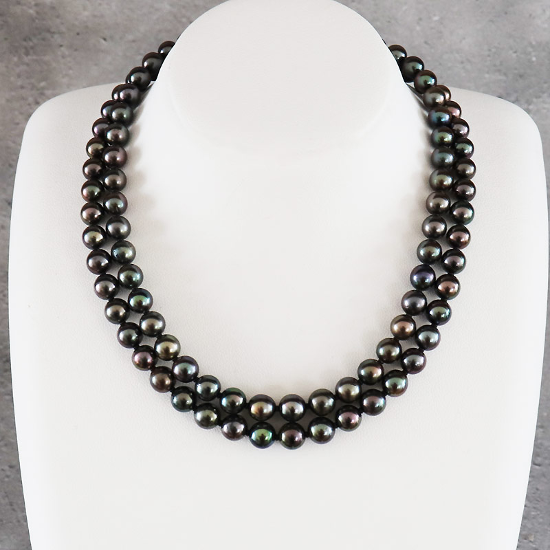 楽天市場】あこや真珠 淡水真珠 2連 ネックレス マルチカラー