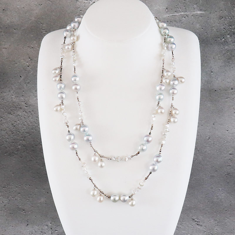 楽天市場】あこや真珠ケシ 砂ケシ 50連 ネックレス ホワイト K18YG