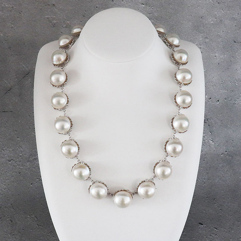 楽天市場】マベ真珠 ペンダント 13mmUP K18WG パールネックレス 普段