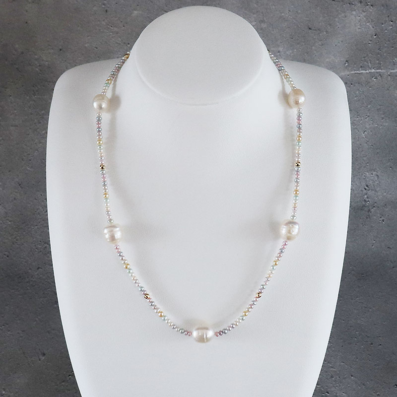 楽天市場】16.9mm ナチュラルマルチカラー 白蝶真珠 ネックレス