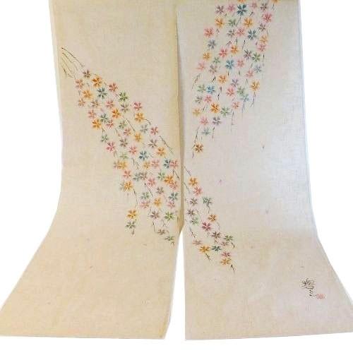 濡れ描き友禅のれん しだれ桜 墨付き友禅 室内装飾 中仕切り 文筆家もの 碧三 芸術品 母の日 敬老の日 差し上げ物 梅枝枝垂桜