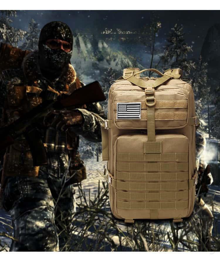 防水 大容量 ミリタリー タクティカル バックパック 45L パープル MOLLE システム 高強度 ナイロン 防水 素材 パラコード ジッパープル アウトドア 登山用 リュック 防水 サバイバル キャンプ ギア