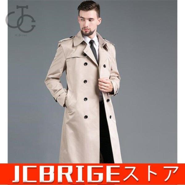 トレンチコート メンズ ビジネスコート スプリング ロング丈 アウター 秋 ピーコート Pコート ジャケット チェスターコート スリム｜ＫＫショップ