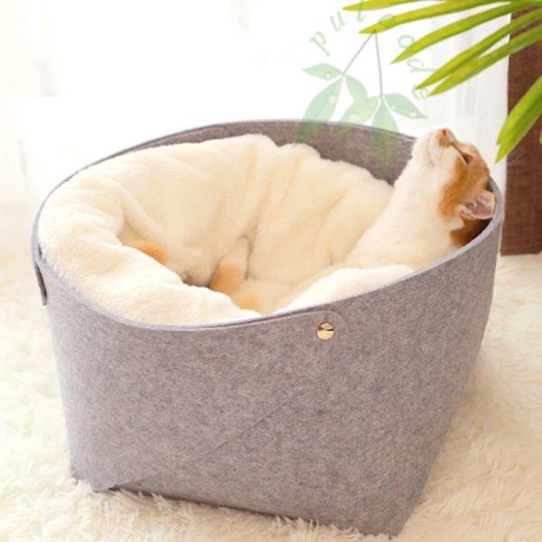 猫寝台 フェルトラウンドベッド キャットハウス 犬 寝台 愛玩動物装置 猫長いす ふわふわ 2way オール時期用