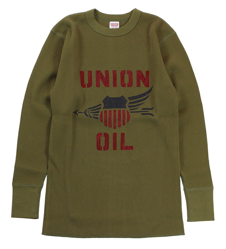 FREEWHEELERS \u0026 CO. [\"UNION OIL\"" CREW NECKED THERMAL LONG SLEEVE SHIRT #2435004 OLIVE size.S,M,L,XL]"