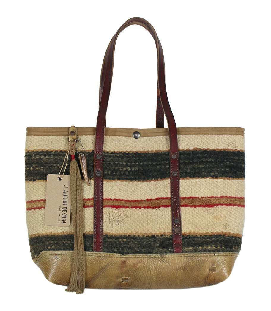 J. Augur Design [Navajo Tote x vintage leather (striped bulk/red/taupe)]