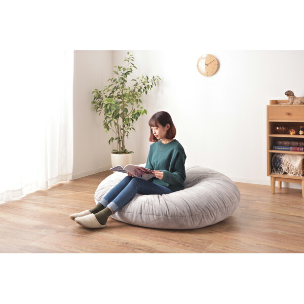 楽天市場 ビーズクッション おしゃれ シンプル ファブリック 大きめ 巨大 カジュアル フロアクッション ソファクッション ベッドクッション ベッド ソファ リビング 丸形 ヴィンテージ アンティーク 北欧 西海岸 モダン 家具 雑貨 インテリア Klasio