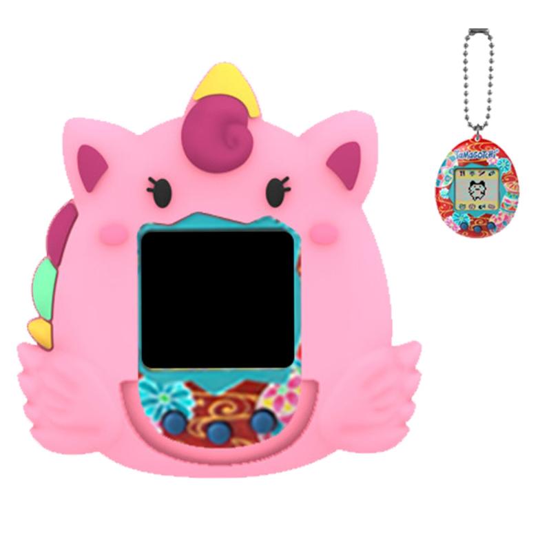 Tamagotchi Original 用 ケース カバー （カラビナ付き+ストラップ付き ）【NOUKAJU】かわいい 子供向き 落下防止 キズ防止 耐衝撃 装着充電可能 防水 防塵 Tamagotchi Original 対応 (ピンク)画像