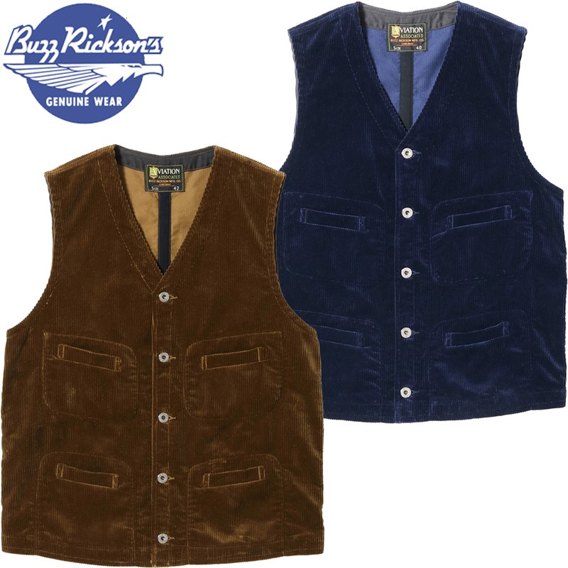 【百貨店SALE客体商いもの】バズリクソンズ AVIATION ASSOCIATES コール天 より良い BR15591 / BUZZ RICKSON\u0027S AVIATION ASSOCIATES CORDUROY VEST