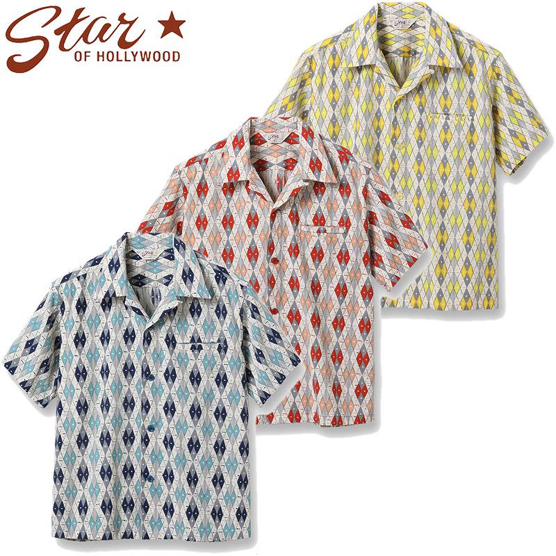 スターオブハリウッド ドビー コットン 半袖 オープン シャツ “ARGYLE” SH39085 / STAR OF HOLLY WOOD DOBBY  COTTON OPEN SHIRT “ARGYLE” | Klaxon 楽天市場店