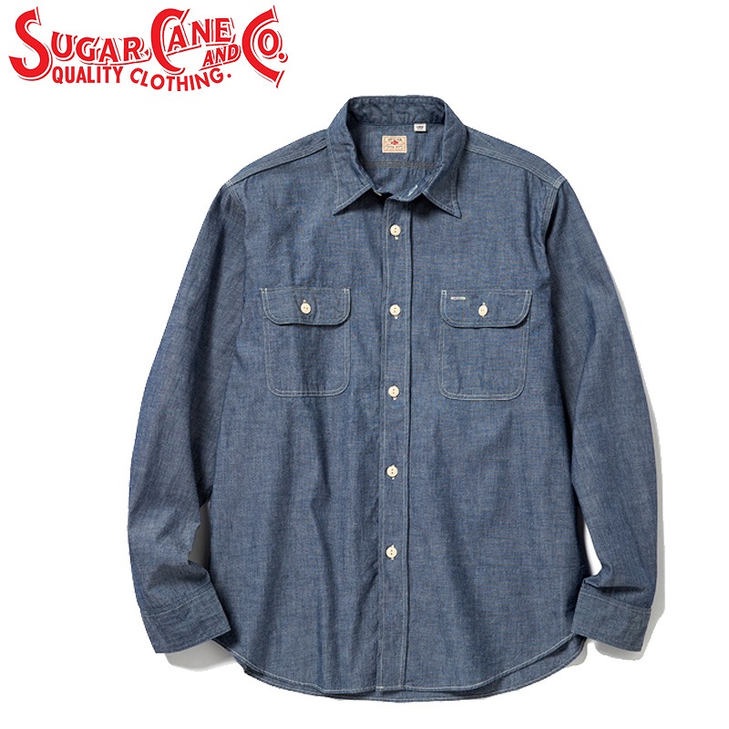 楽天市場】SUGAR CANE 定番ブルーシャンブレー長袖ワークシャツ