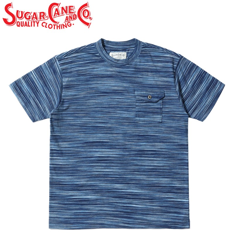 シュガーケーン FICTION ROMANCE インディゴ ボーダー ポケット Tシャツ SC79534 / SUGAR CANE FICTION ROMANCE INDIGO BORDER POCKET T-SHIRT
