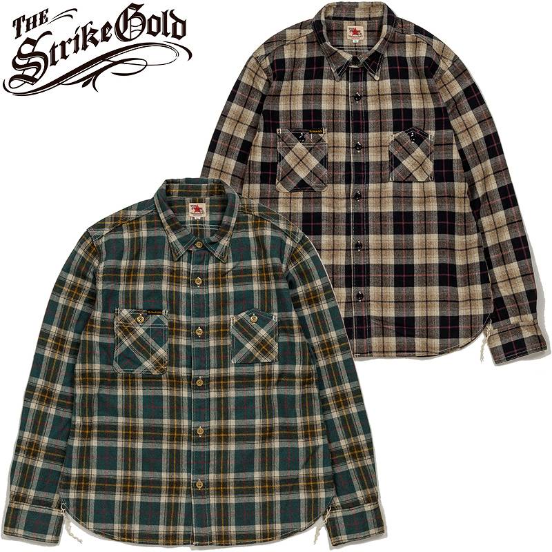 ストライクゴールド 起毛 ホンブルグ帽 綿ネル 照合のしるし 細工物 プルオーバー SGS2205 The Strike Gold Brushed Soft Flannel Check Work Shirts