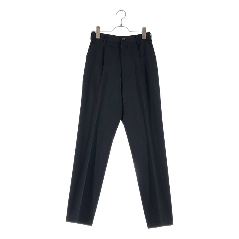 YOHJI YAMAMOTO / ヨウジヤマモト | 1995W | 絨毛 ギャバジン タック テーパード スラックス | S | 黒いこと | レディース パンツ-レディースファッション-ボトムス