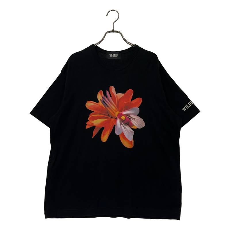 WILDSIDE YOHJI YAMAMOTO / ワイルドサイドヨウジヤマモト | 2024SS | × IRACEMA / イラセマ / FLOWER T-shirt / 御花刷り上げる プルオーバー | 1 | 黒いこと | メンズ