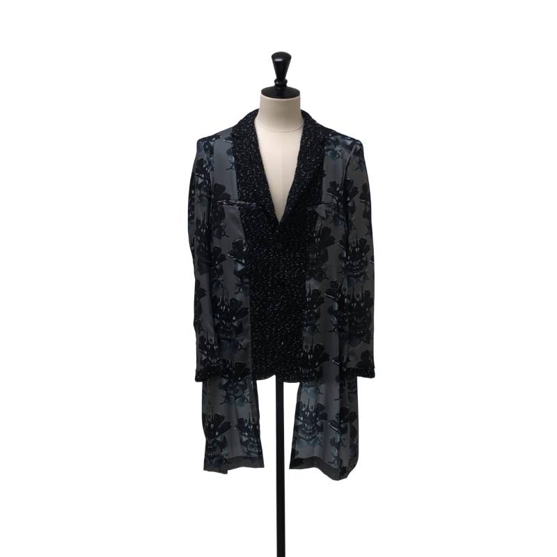 COMME des GARCONS HOMME PLUS / コムデギャルソンオムプリュス | 2021AW | Willie Cole / ツィードうつり変わり うつり変わり テーラードジャケット | S | 薄墨色/黒いこと | メンズ