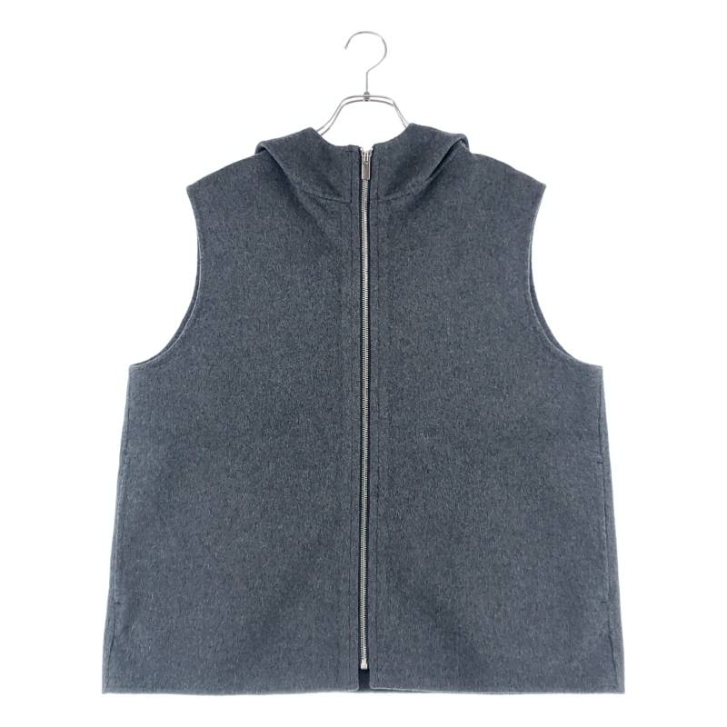 【美品】 theory / セオリー | 2024AW | NEW DIVIDE GC HOOD ZIP VEST / ウール カシミヤ フーデッド ジップアップベスト | L | チャコールグレー | レディース｜KLD 店