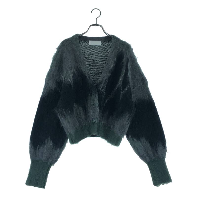 Mame Kurogouchi / マメクロゴウチ | 2024AW | Drip Glaze Pattern Mohair Knitted Cardigan / モヘヤ 編み物 ジレー | 2 | KHAKI / カーキ | レディース