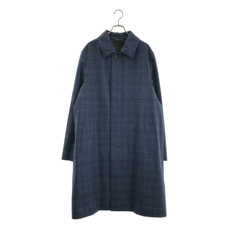 【美品】  MACKINTOSH LONDON / マッキントッシュ英国の首都 | DUNFORD / Loro Piana / チェックウールステンカラーコート | 42 | 青色 | メンズ