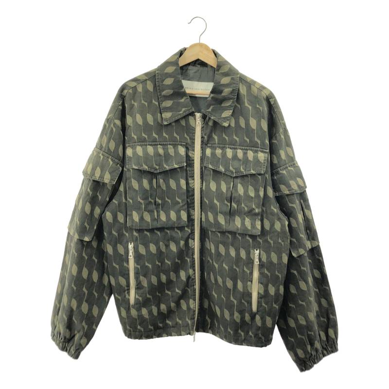【美品】 DRIES VAN NOTEN / ドリスヴァンノッテン | 2024SS | オーバーダイ グラフィックプリント ジャケット | M | カーキ | メンズ