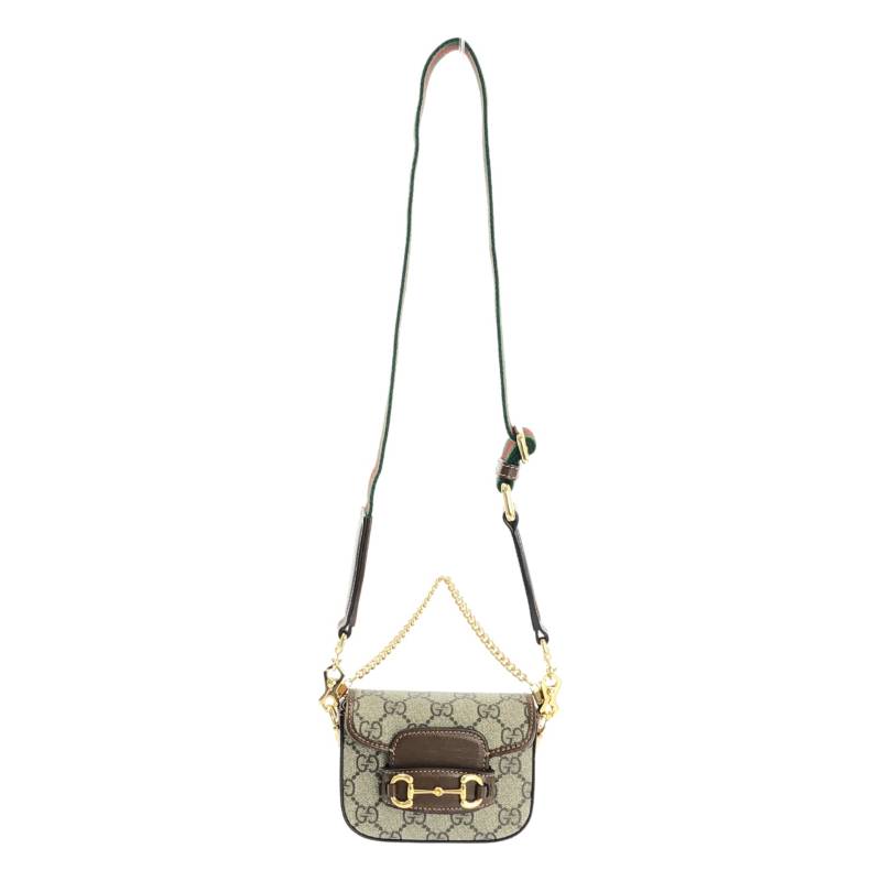【美品】 GUCCI / グッチ | ホースビット ショルダーストラップウォレット | ベージュ / ブラウン | レディース