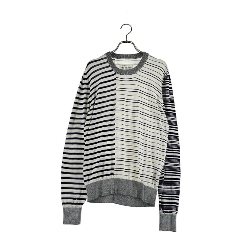 Maison Martin Margiela / メゾンマルタンマルジェラ | 2015SS | 綿織物 間借り人 非対称 エルボーパッチ 編み物 | S | 白いこと/黒いこと | メンズ