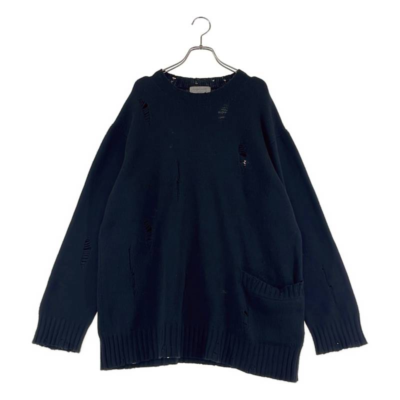 YOHJI YAMAMOTO POUR HOMME / ヨウジヤマモトプールオム | 2022AW | 不都合処理 ティーシャツ 編み物 | 3 | 黒いこと | メンズ