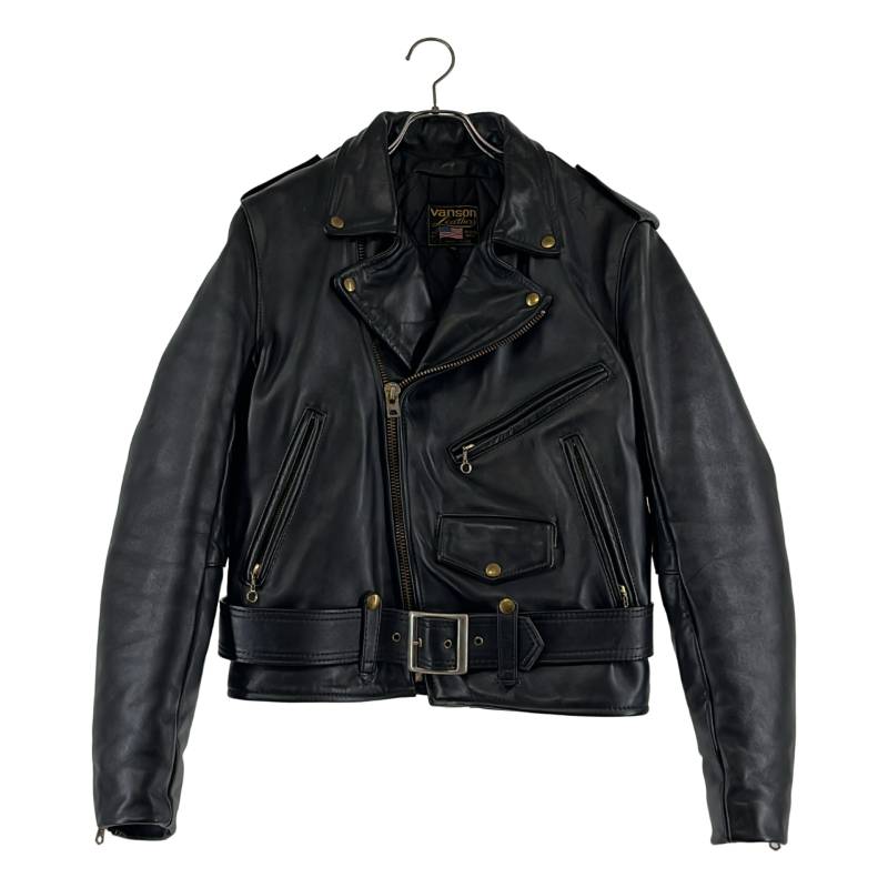 【美品】  VANSON / バンソン | なめし革 ダブルライダース 上衣 / キルティング総裏地 | 38 | 黒いこと | メンズ